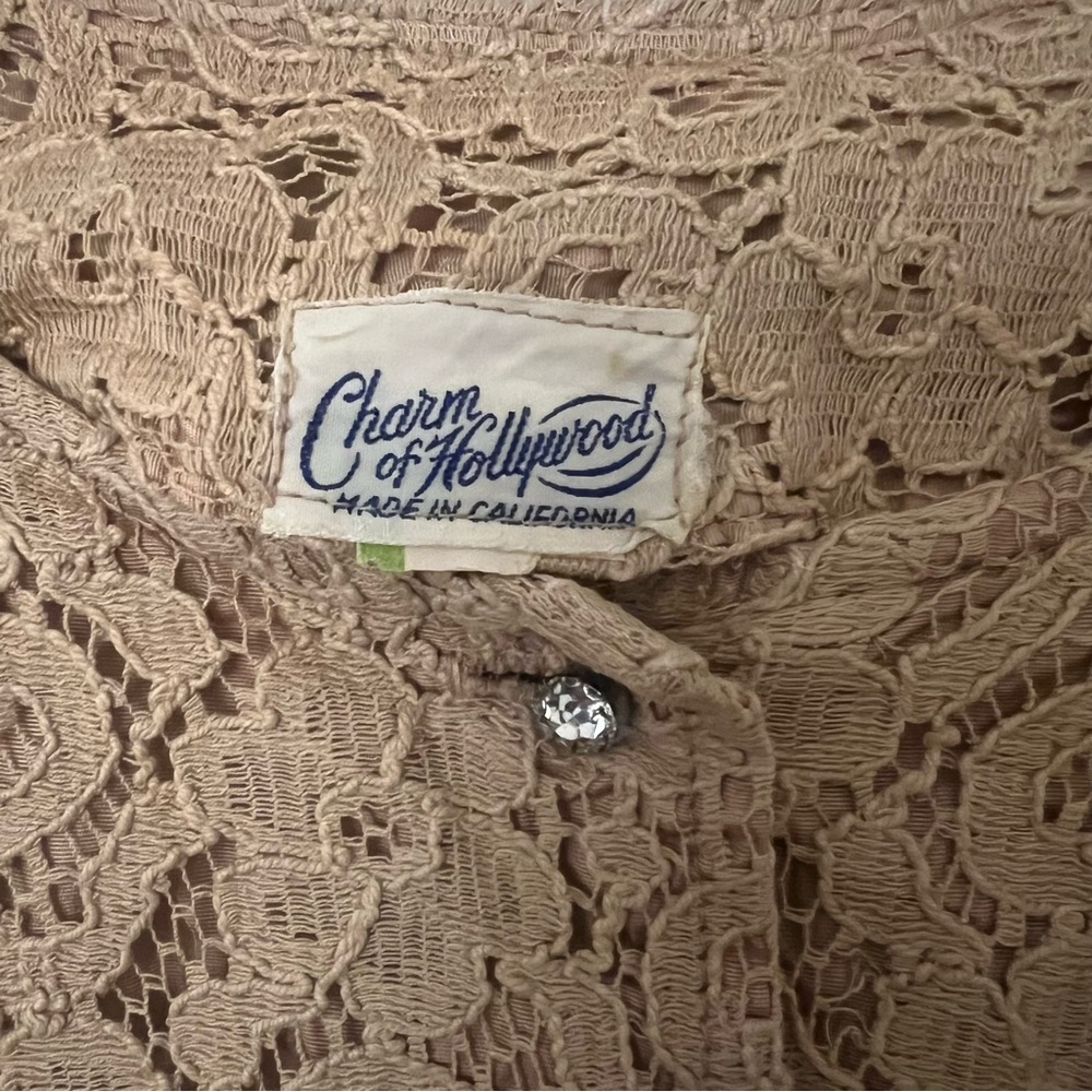 Vintage Lace Jacket Top with Rhinestone Button Details - Picture 3 of 11